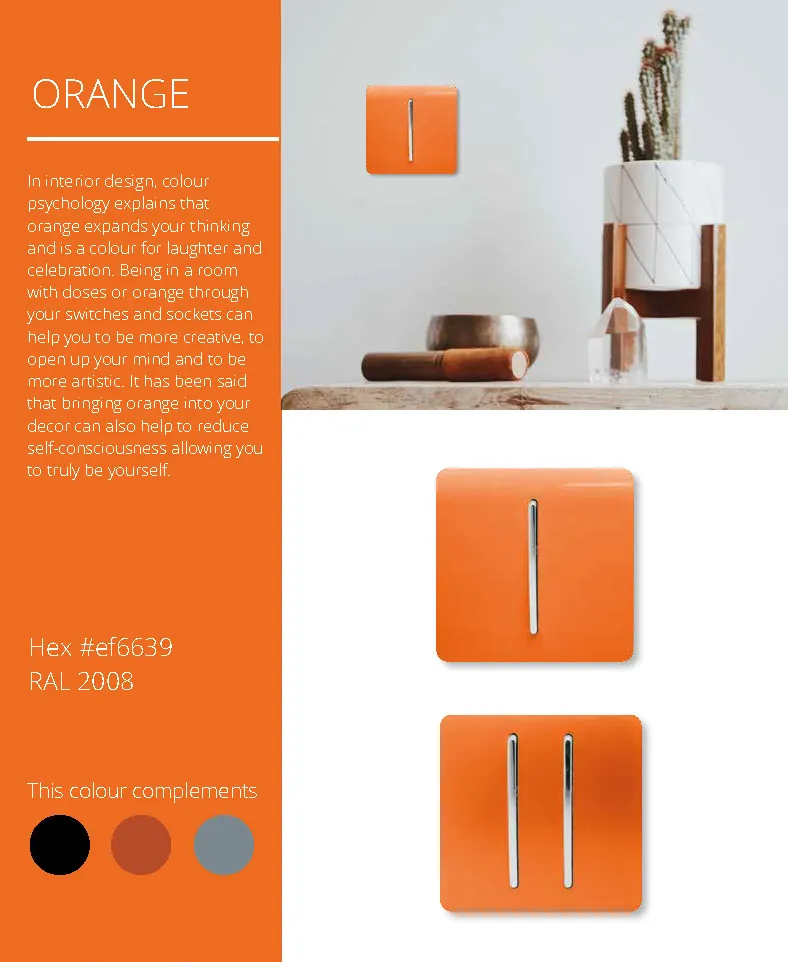 2 Gang Retractive Home Auto.Switch Orange ART-SSR2OR  Trendi Orange